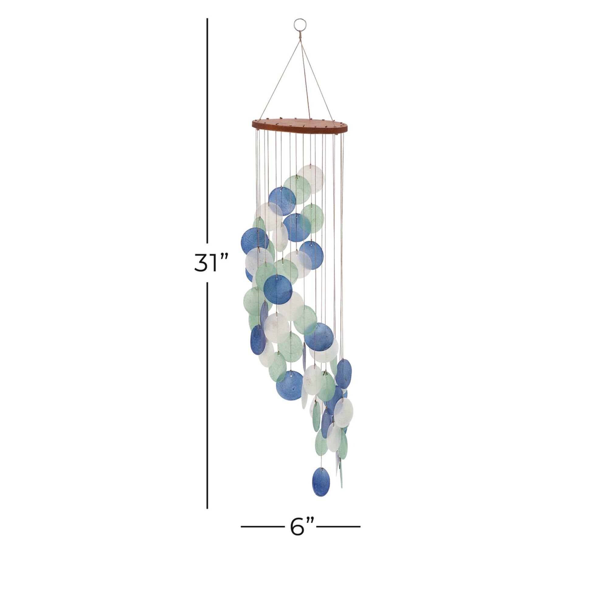 Natural Brown Capiz shell Coastal Windchime, 31"